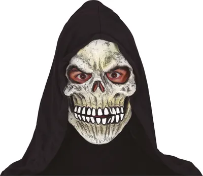 Produktbild von Skelett Totenkopf Horror Maske Halloween Accessoire Schauriger Grusel Sensenmann Schreckgespenst Gothic Totem Geistergesicht Verkleidung, Farbe: Grau