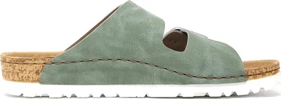 Image de Chaussures de plage Rieker Dollaro pour femmes, sandales confortables, modèle pantoufle, couleur verte, pour un usage quotidien