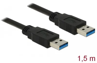 Produktbild von DeLOCK 85061, 1,5 m, USB A, USB A, USB 3.2 Gen 1 (3.1 Gen 1), Männlich/Männlich, Schwarz