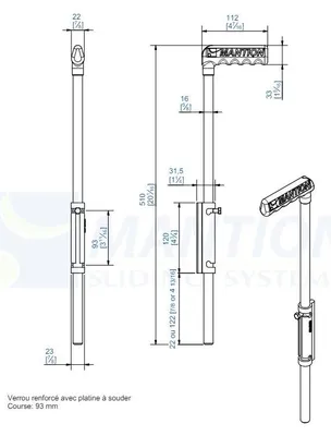 Image de Verrou à douille renforcé à souder tige zinguée 16x500mm - MANTION - 1316SO