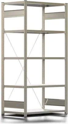 Produktbild von Fachbodenregal mit Tiefenriegel - 150 kg - 2.000 x 1.005 x 600 mm (HxBxT) - Grundregal - verzinkt - 5 Böden - BERT