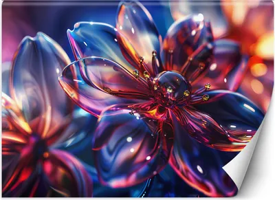 Produktbild von Vlies fototapete Funkelnde 3D-Glasblumen 250x175 cm Feeby Bunt inkl. Kleber einfache Montage