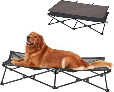 Immagine prodotto di Cuccia rialzata per cani con rete traspirante, nera, 132x68x29 cm, da viaggio