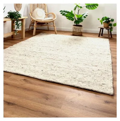 Produktbild von Handgewebter Teppich Korinth | Wollteppich aus Schurwolle | Natur Dunkel, Größe: 200x290 cm