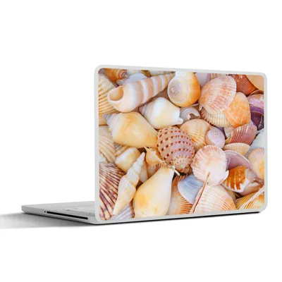 Produktbild von MuchoWow® Laptop Aufkleber Sticker Cover Muscheln - Strand - Sommer - Orange 25x18 cm - Laptop-Deko
