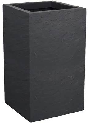 Image de Pot de fleur Carré Haut, 30 cm, EDA Volcania Up, 36 L, 29,5 x 29,5 x H49,5 cm, Gris Anthracite
