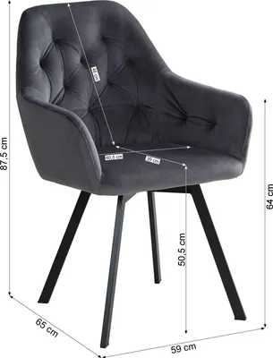 Produktbild von Homestyle4u Esszimmerstühle 6er Set drehbar mit Armlehnen Samt Polsterstuhl Leinen Grau Metall-Beine Küche