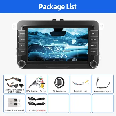 Zdjęcie produktu dla Odtwarzacz multimedialny – radio samochodowe – system nawigacji dotykowej z Androidem, CarPlay, Wi-Fi i GPS