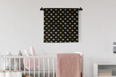 Produktbild von MuchoWow® Wandteppich Wandbehang Muster - Krone - Gold 60x60 cm Tapisserie Dekoration Wandtuch - Dekorationen - Wand Decke