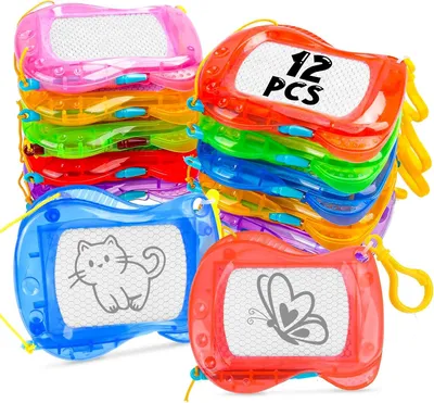 Immagine prodotto di Mini lavagna magica, set da 12 pezzi, ideale per bambini. La lavagna magica può essere utilizzata anche come portachiavi, è riutilizzabile e rappresenta un piccolo regalo di compleanno perfetto per una festa