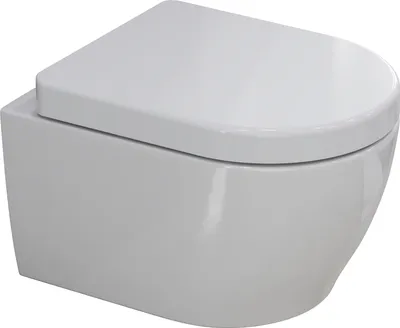 Produktbild von Aqua Bagno Spülrandlose Toilette Wand-WC inkl.abnehmbaren WC-Sitz mit Softclose-Absenkautomatik kurz