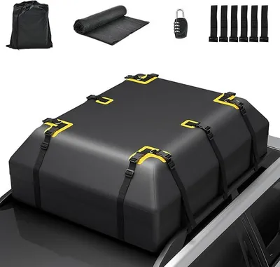 Produktbild von 600L Auto Dachbox, wasserdichte Dachtasche für Autos mit/ohne Gepäckträger, Gepäckbox mit Rutschfester Matte & 6 Türhaken, Aufbewahrungsbox für Reisen und Gepäcktransport (600L)