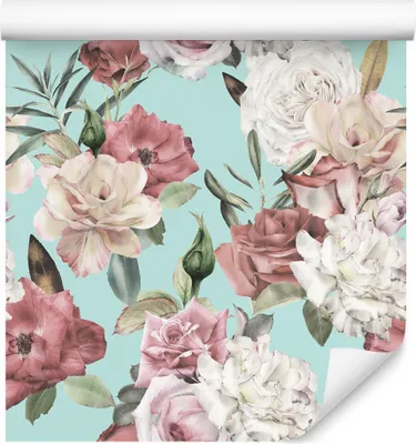 Produktbild von 10m VLIES TAPETE Rolle Blumen Pfingstrosen Blätter Natur Pflanzen XXL