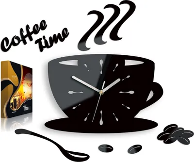 Produktbild von ModernClock, Küchenuhr, Uhrentasse, Wanduhr, wanduhr, schwarz, 64cm x 43cm