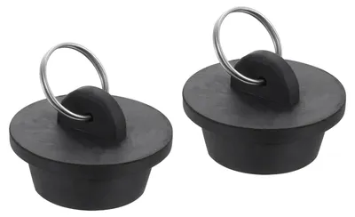 Produktbild von Abflussstopfen - 2 Stück Set für Badewanne und Waschbecken - 30-32 mm Durchmesser - Schwarz