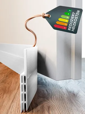 Image de Joint de porte autocollant de 100 cm de long, renforcé dans sa partie inférieure – Butée de porte efficace contre les courants d'air et les déperditions de chaleur – Blanc