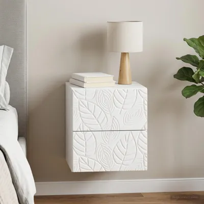 Produktbild von vidaXL Wandmontierter Nachttisch Weiß 34,5 x 33 x 40 cm Holzwerkstoff
