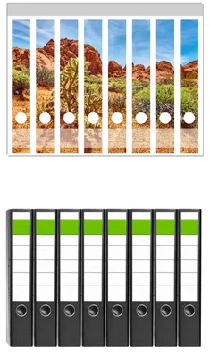 Produktbild von Wallario 8 Stück schmale Ordner inkl. Klebeetiketten mit Motive Felsenwüste -  Set mit Rückenschildern / Ordnerrücken Stickern