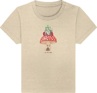 Produktbild von Mr. & Mrs. Panda  T-Shirt Marienkäfer Fliegenpilz 12. - 18. Monat - Natural Raw - Geschenk, Wohnung, Babyshirt, Haus, Lustige Sprüche, Baumwolle Baby Shirt, Zuhause