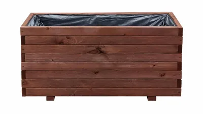 Produktbild von XXL Pflanzkübel Holz 100 cm – Extra Stabiler Blumenkasten Rechteckig, Wetterfester Pflanzkasten für Balkon, Terrasse & Garten D26 (Nuss, 100x30x55cm), KI-generiertes Bild