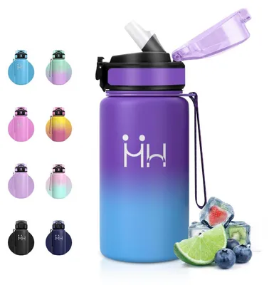 Produktbild von Thermosflasche Edelstahl 500ml mit Strohhalm, Isolierflasche Doppelwandig, Auslaufsicher