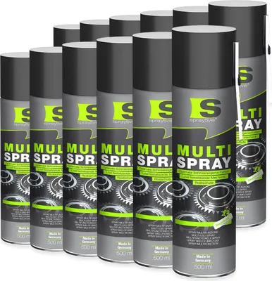 Produktbild von Spraytive 12x 500ml Multi Spray – 5-in-1 Kriechöl & Multifunktionsöl – Rostlöser, Schmiermittel, Kontaktspray & Allzwecköl