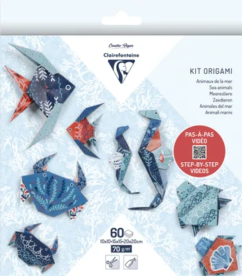 Produktbild von Clairefontaine 5x Origami, Pack. 60 Blatt in 3 Formaten Thema Meerestiere 95367C