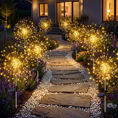 Solar-Gartenleuchten, 8 Stück, 120 LEDs, warmweiß