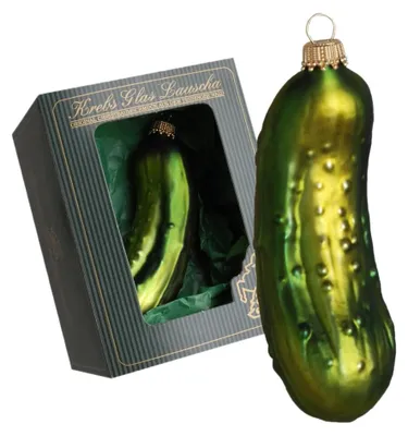 Glas-Weihnachtsgurke, 11 cm, mundgeblasen, handbemalt