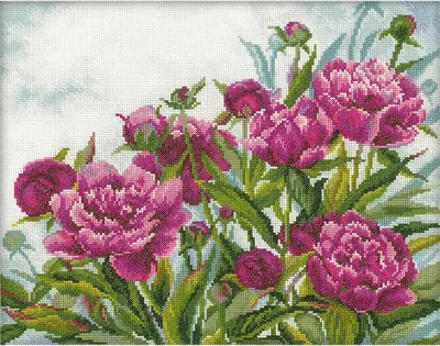 Image de rto set point de croix "Pivoines" m272, motif numéroté, 34x27 cm