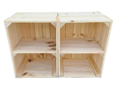 Produktbild von 2er Holzkisten mit Regal - 40x30x24 cm - Dekorative Aufbewahrungsboxen aus Holz
