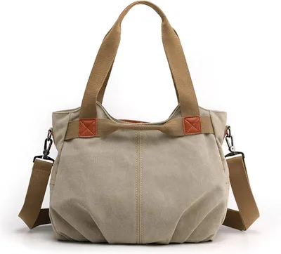 Produktbild von STILVORA Schultertaschen, Damen Canvas Tasche Vintage – Schultertasche, Crossbody, Handtasche, Großes Fassungsvermögen, Minimalistisch, Allround, Freizeit & Alltag, Braun