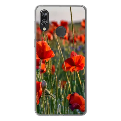 Produktbild von MuchoWow® Handyhülle Schutzhülle Hülle für Huawei P20 Lite (2020) Blumen - Mohnblumen - Natur - Rot Silikon Softcase Handy Hülle - Kartenhalter
