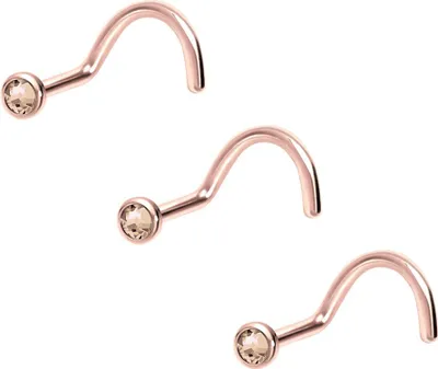 Produktbild von Nasenpiercing, Nasenstecker SET Chirurgenstahl Nasenstecker Spirale FLACHE KRISTALLDISC