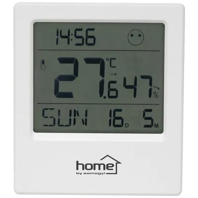 Obrázok produktu pre Teplomer a vlhkomer s hodinamy vnútorný HOME HC16