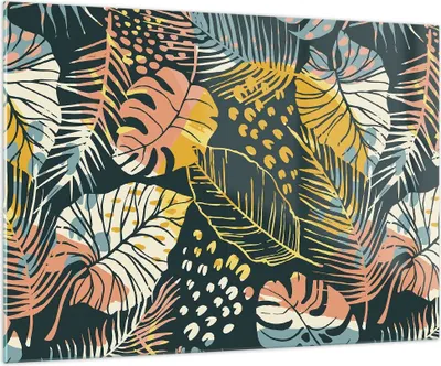 Produktbild von Bilder auf glas - Einteilig - Blätter modern bunt - 100x70cm - Glasbilder - Wandbilder - Bilder - zum Aufhängen bereit - Wanddekoration aus Glas - Glas Bilder - Wandbild auf Glas - GAA100x70-4630