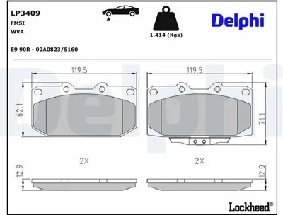 Produktbild von DELPHI Bremsbeläge Satz Vorne Bremsklötze für TOYOTA Yaris Schrägheck (P13) LP3409