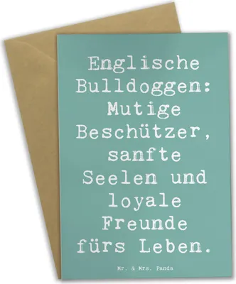 Produktbild von Mr. & Mrs. Panda Grußkarte Spruch Englische Bulldogge - Meeresbrise - Geschenk, loyale Freunde, osterkarte, Hunderassen Charakter, glücklicher Hund, osterkarten