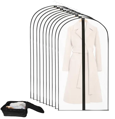 Image de 10 housses pour costumes (100 x 60 cm) + 1 range-chaussures, housse de protection avec fermeture éclair, housses anti-mites, housses transparentes pour robes, costumes, chemises et robes de soirée