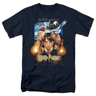 Image de T-shirt Harry Potter, modèle unie pour hommes/femmes, référence TV38899 (taille L), couleur marine