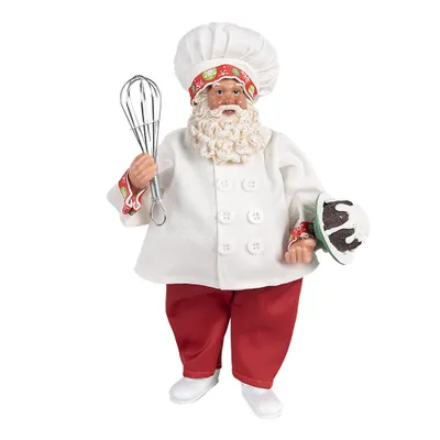 Produktbild von Clayre & Eef Weihnachtsdekorationsfigur Weihnachtsmann 27 cm Weiß Rot Textil