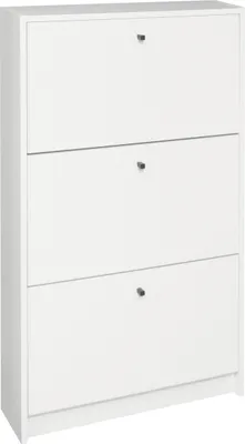 Produktbild von Schuhkipper >Flap< in weiß matt lack, Holzwerkstoff - 60x104x16cm (BxHxT)
