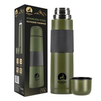 Produktbild von MOUNTAIN GOAT Touristenthermos, 1 Liter, Edelstahl, Vakuumisoliert, Mit Becherdeckel, Grün