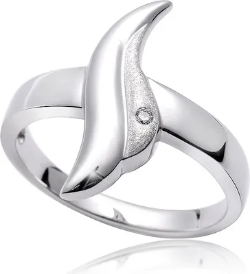 Produktbild von MATERIA Damen Ring breit 925 Silber Zirkonia weiß rhodiniert mattiert #SR-103