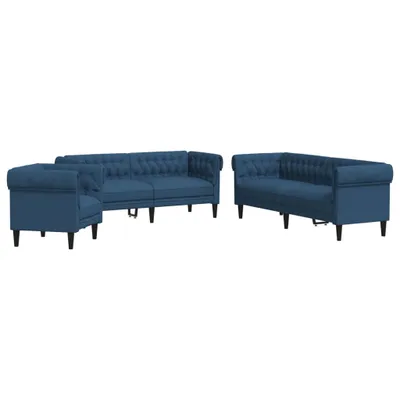 Produktbild von 3-tlg. Sofagarnitur Blau Stoff
