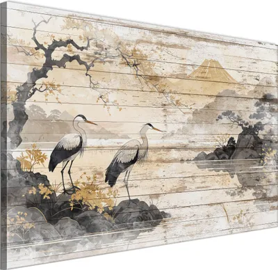 Produktbild von LUMASOUL Leinwand Bilder, Leinwandbild Natur Motiv, Wandbilder Holzrahmen, Bilder 90x60cm Japanische Landschaft