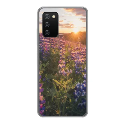Produktbild von MuchoWow® Handyhülle Schutzhülle Hülle für Samsung Galaxy A03s Lupine - Sonne - Lila Silikon Softcase Handy Hülle - Schutz