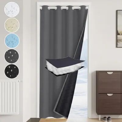 Immagine prodotto di Tenda termica Protezione dal freddo Tenda per porta Spessa 405 g/m² Impermeabile Tenda oscurante con occhielli per porta d'ingresso Camera da letto, Grigio, L110xH203cm