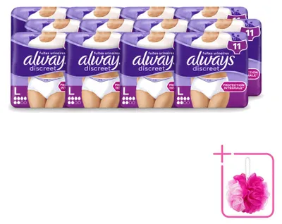 Image de 12 culottes absorbantes Always Discreet pour l'incontinence - Taille L - Pack économique - 12 pièces
