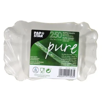 Zdjęcie produktu dla Jednorazowe tacki kartonowe Papstar z serii Pure kwadratowe białe 9 x 14 cm 250 szt